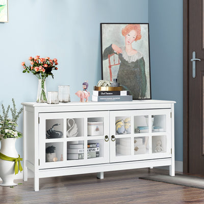 50 Inch Modern Wood Large TV Stand Entertainment Center for TV-White
