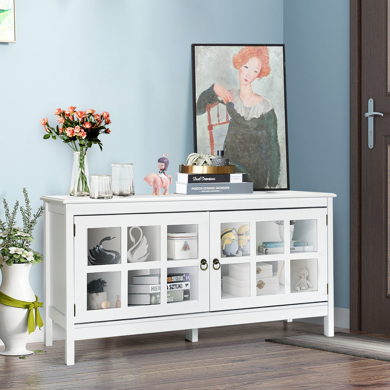 50 Inch Modern Wood Large TV Stand Entertainment Center for TV-White