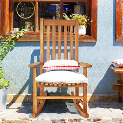 *Indoor Outdoor Wooden High Back Rocking Chair - Wood