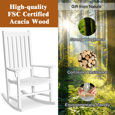 *Indoor Outdoor Wooden High Back Rocking Chair - White