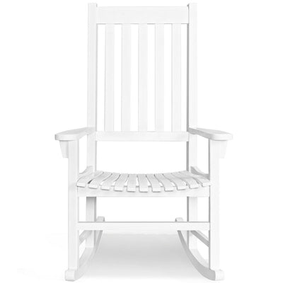 *Indoor Outdoor Wooden High Back Rocking Chair - White