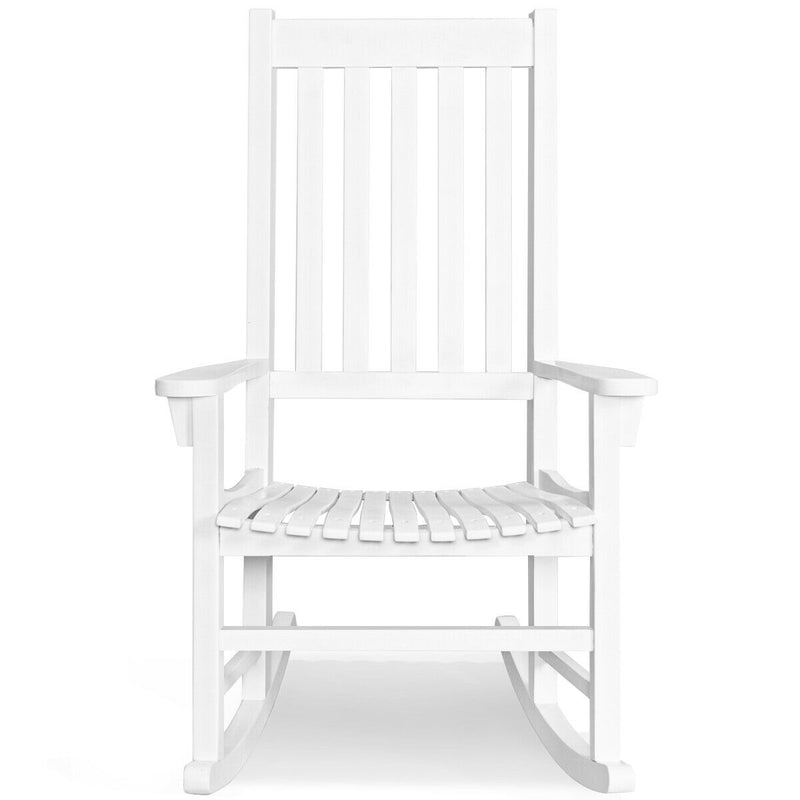 *Indoor Outdoor Wooden High Back Rocking Chair - White