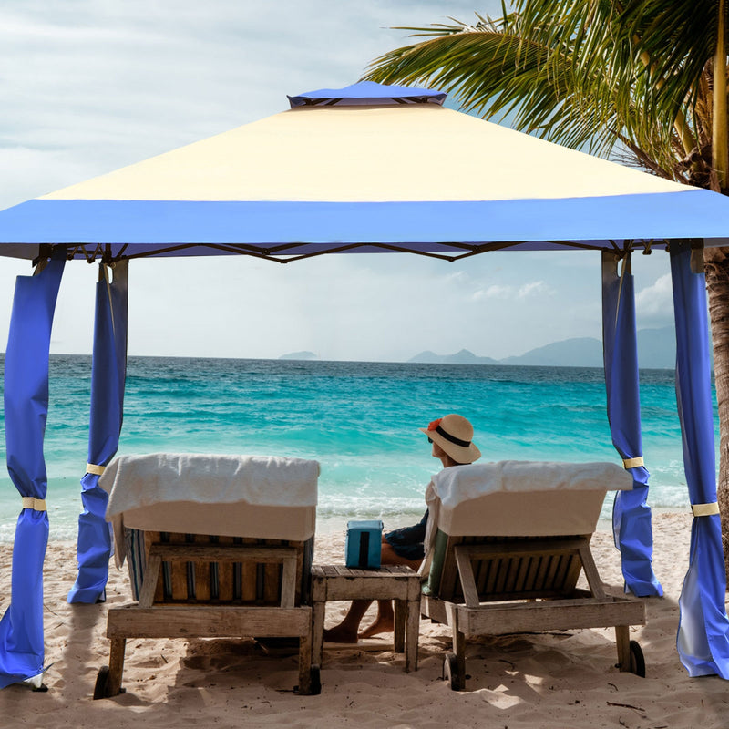 *13 Feet x 13 Feet Pop Up Canopy Tent Instant Outdoor Folding Canopy Shelter - Blue