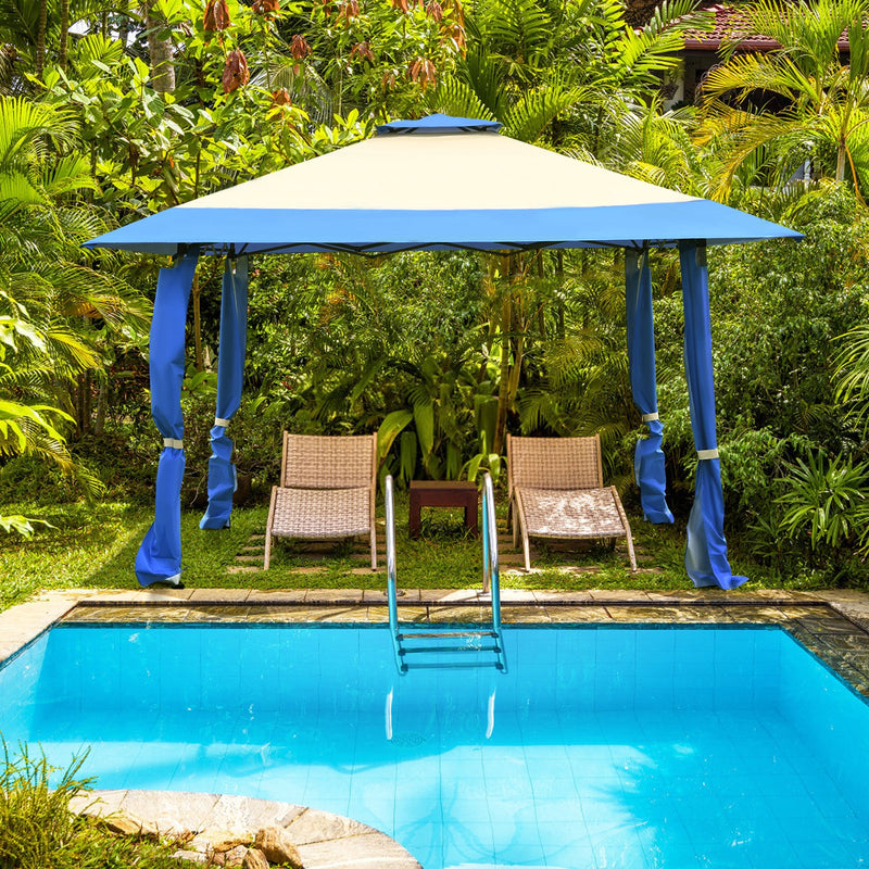 *13 Feet x 13 Feet Pop Up Canopy Tent Instant Outdoor Folding Canopy Shelter - Blue