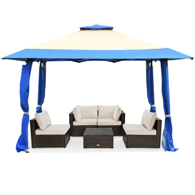 *13 Feet x 13 Feet Pop Up Canopy Tent Instant Outdoor Folding Canopy Shelter - Blue