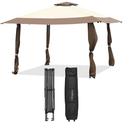 *13 Feet x 13 Feet Pop Up Canopy Tent Instant Outdoor Folding Canopy Shelter - Brown