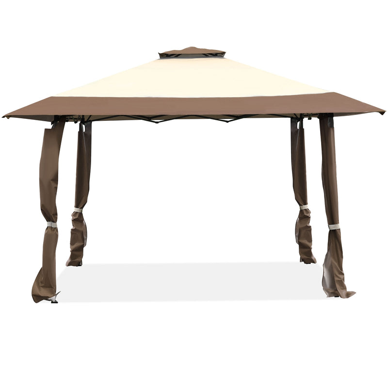 *13 Feet x 13 Feet Pop Up Canopy Tent Instant Outdoor Folding Canopy Shelter - Brown