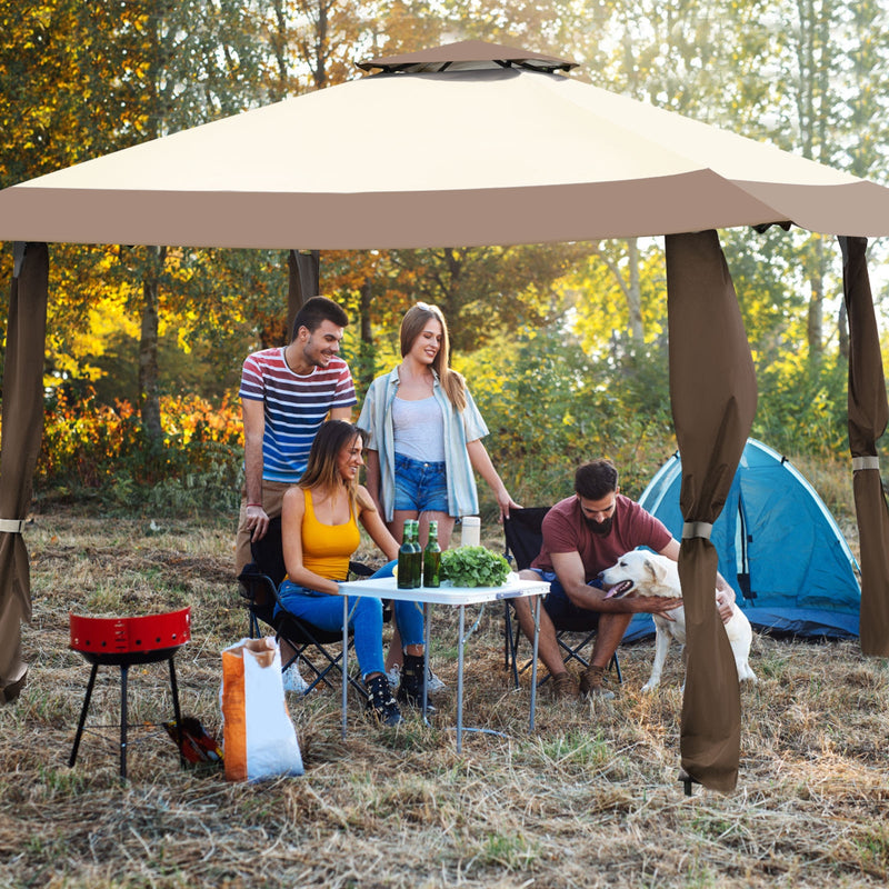*13 Feet x 13 Feet Pop Up Canopy Tent Instant Outdoor Folding Canopy Shelter - Brown