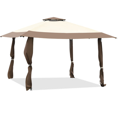 *13 Feet x 13 Feet Pop Up Canopy Tent Instant Outdoor Folding Canopy Shelter - Brown