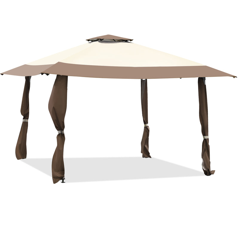 *13 Feet x 13 Feet Pop Up Canopy Tent Instant Outdoor Folding Canopy Shelter - Brown