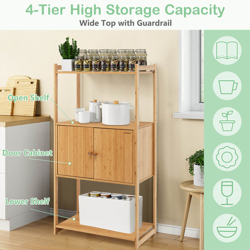 Bathroom Bamboo Storage Cabinet with 3 Shelves-Natural