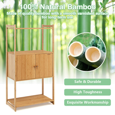 Bathroom Bamboo Storage Cabinet with 3 Shelves-Natural
