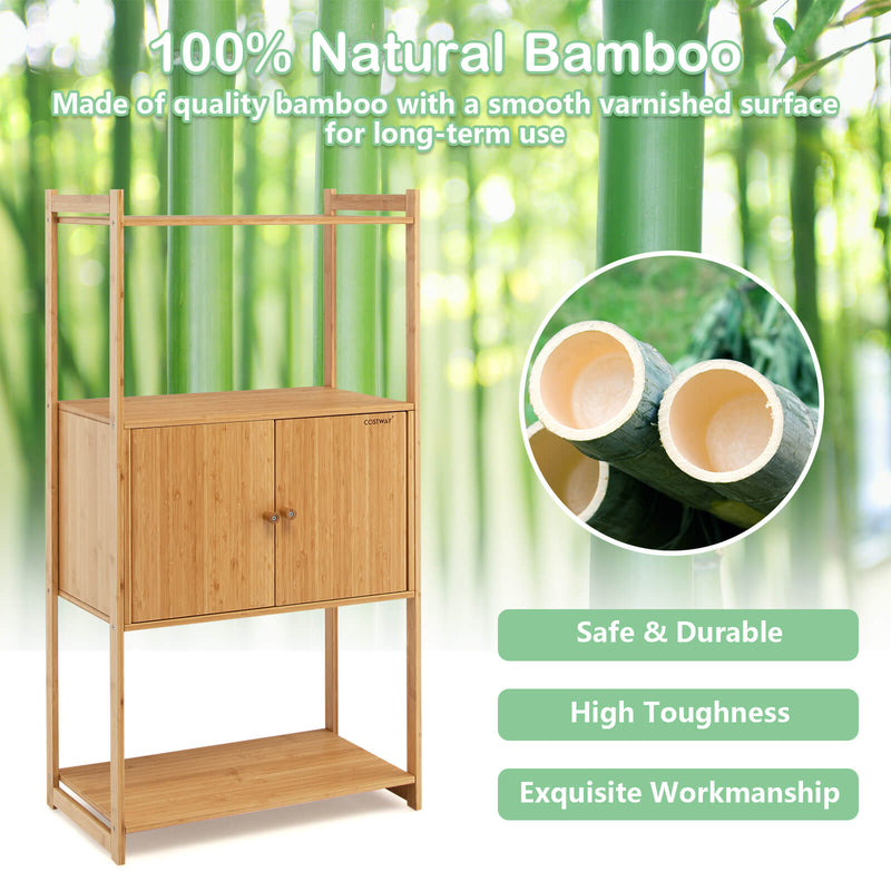 Bathroom Bamboo Storage Cabinet with 3 Shelves-Natural