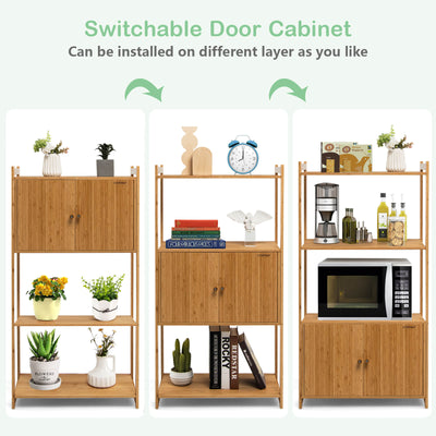 Bathroom Bamboo Storage Cabinet with 3 Shelves-Natural
