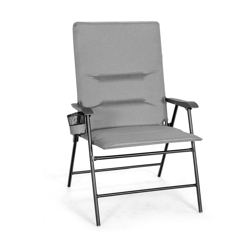 2 Pieces Patio Padded Folding Portable Chair Camping Dining Outdoor-Gray