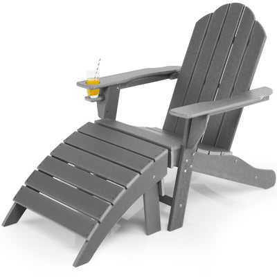 Adirondack Folding Ottoman with All Weather HDPE-Gray