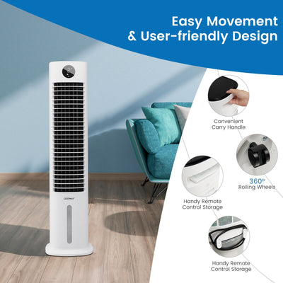 42 Inch 3-in-1 Portable Evaporative Air Cooler Tower Fan with 9H Timer Remote-White