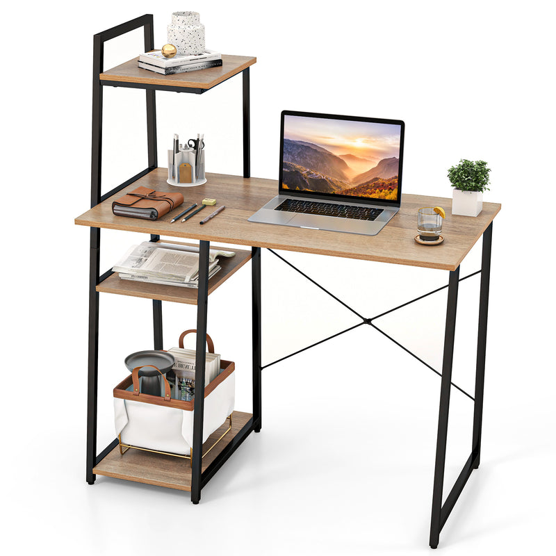 Compact Computer Desk Workstation with 4 Tier Shelves for Home and Off