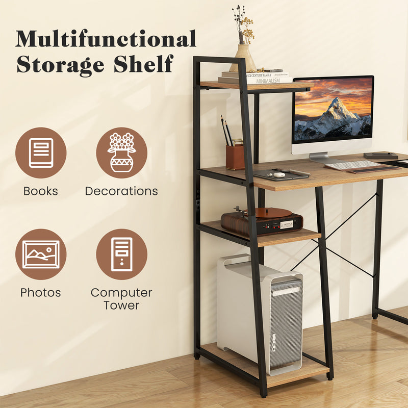 Compact Computer Progra Compact Computer Desk Workstation with 4 Tier Shelves for Home and Off