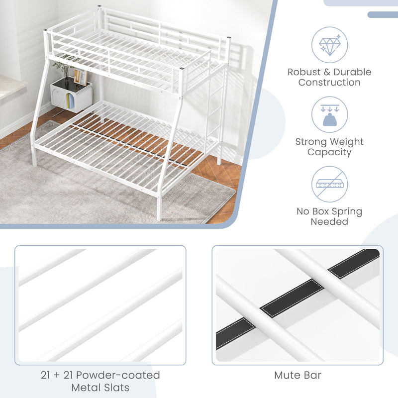 *Space-saving Metal Slatted Bed Frame for Teens and Adults Noise-free No Box Spring Needed - White