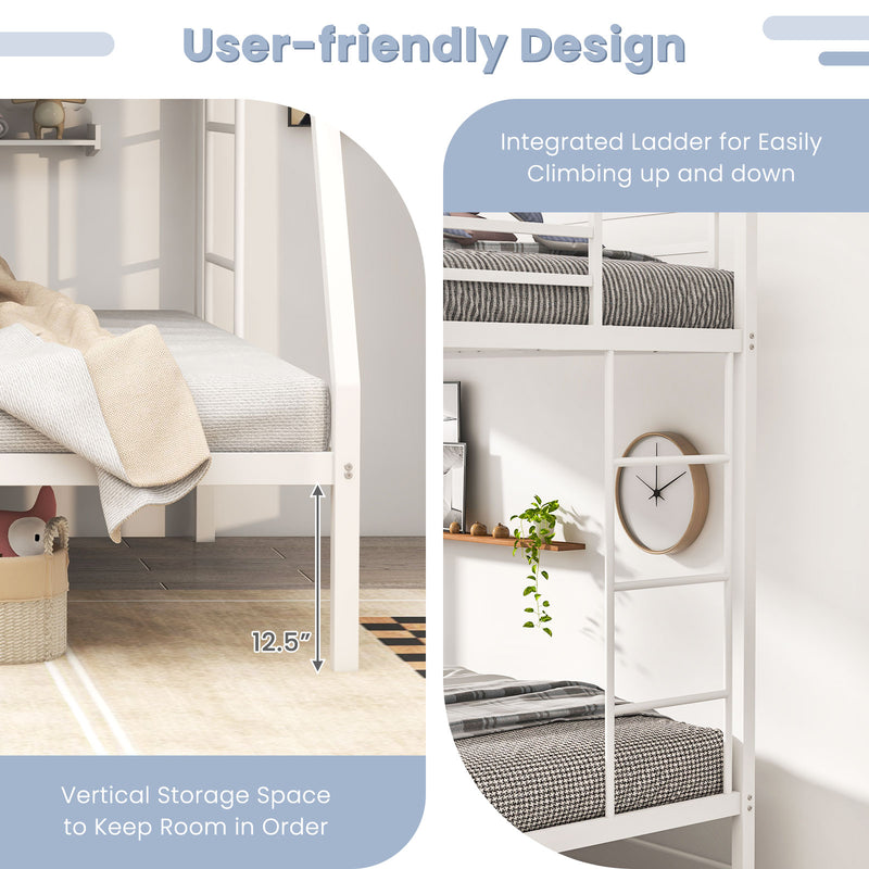 *Space-saving Metal Slatted Bed Frame for Teens and Adults Noise-free No Box Spring Needed - White