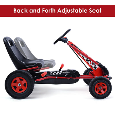 *4 Wheel Pedal Powered Ride On Car with Adjustable Seat - Red