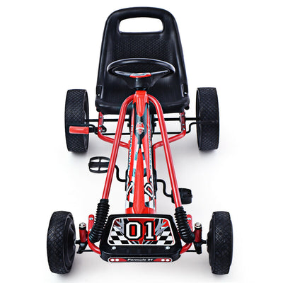 *4 Wheel Pedal Powered Ride On Car with Adjustable Seat - Red