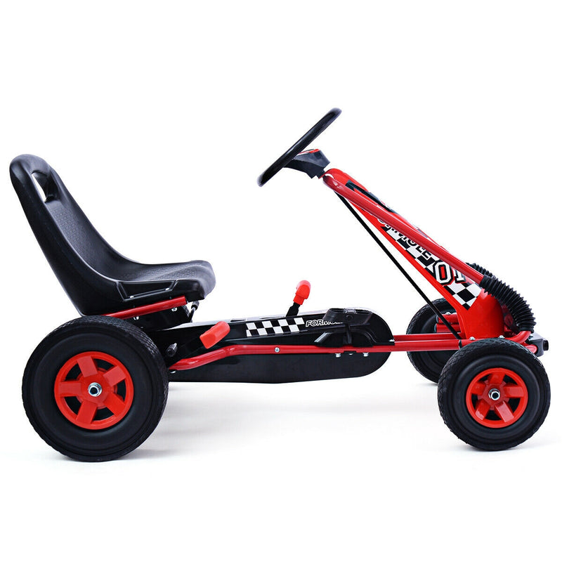 *4 Wheel Pedal Powered Ride On Car with Adjustable Seat - Red