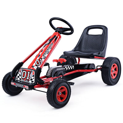 *4 Wheel Pedal Powered Ride On Car with Adjustable Seat - Red