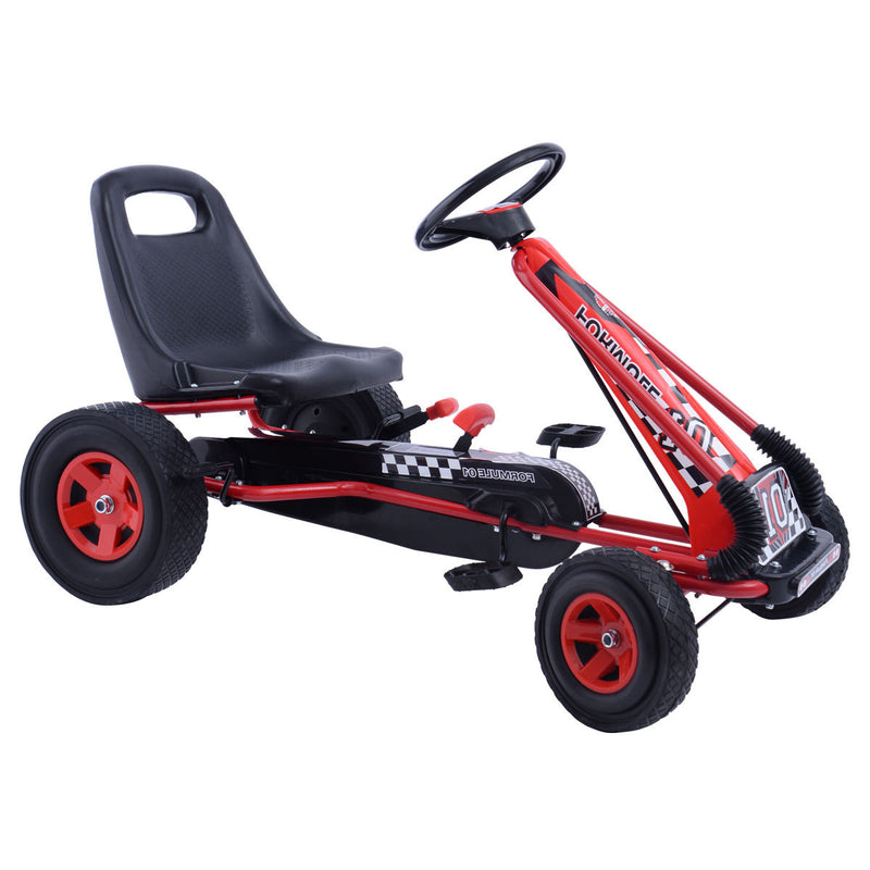 *4 Wheel Pedal Powered Ride On Car with Adjustable Seat - Red