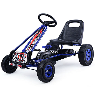 *4 Wheel Pedal Powered Ride On Car with Adjustable Seat - Blue