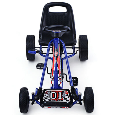 *4 Wheel Pedal Powered Ride On Car with Adjustable Seat - Blue