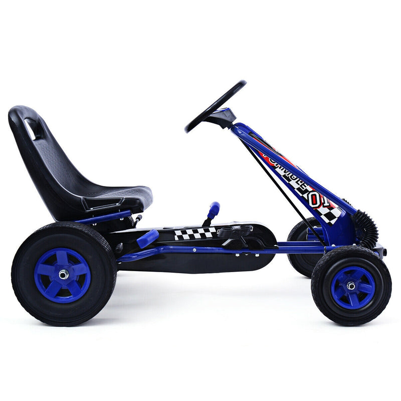 *4 Wheel Pedal Powered Ride On Car with Adjustable Seat - Blue