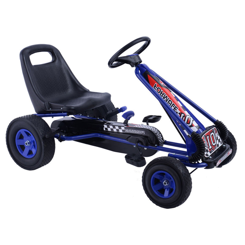 *4 Wheel Pedal Powered Ride On Car with Adjustable Seat - Blue