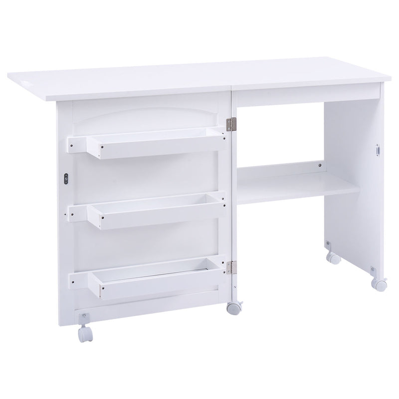 backorderd - *Folding Sewing Craft Table Shelf Storage Cabinet Home Furniture - White