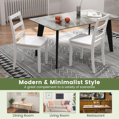 Set of 2 Wood Dining Chairs with Solid Rubber Wood Legs-White