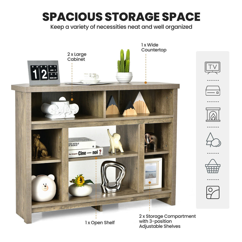 Modern Corner TV Stand with Adjustable Shelves for TVs up to 48 Inch-Natural
