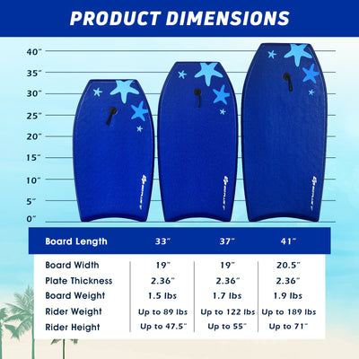 *41 Inch Lightweight Super Portable Surfing Bodyboard - L