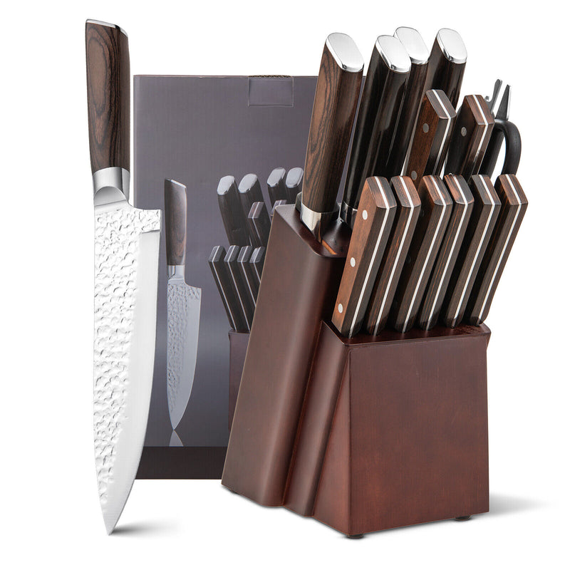 15 Piece Stainless Steel Knife Block Set with Ergonomic Handle