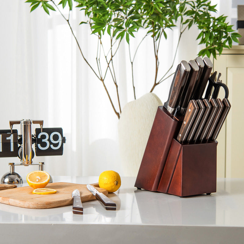 15 Piece Stainless Steel Knife Block Set with Ergonomic Handle