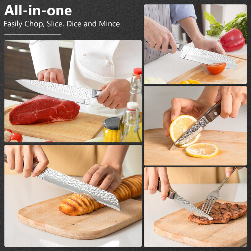 15 Piece Stainless Steel Knife Block Set with Ergonomic Handle