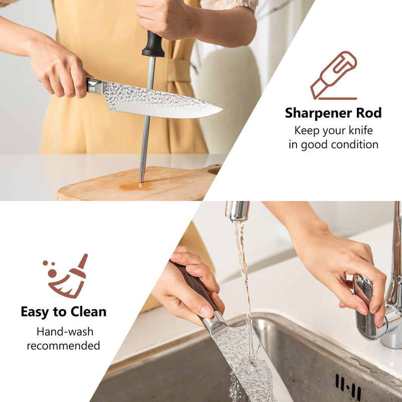 15 Piece Stainless Steel Knife Block Set with Ergonomic Handle