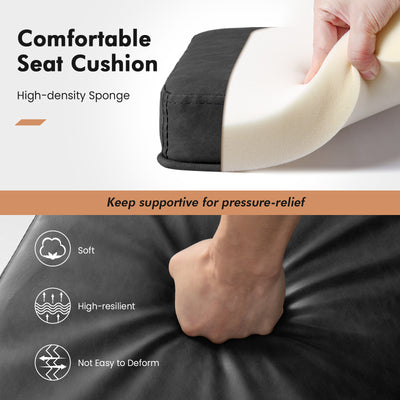 2 Pieces 24 Inch Bar Stools with Thick PVC Leather Cushion and Footrest-Black