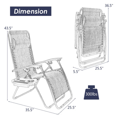 Outdoor Folding Zero Gravity Reclining Lounge Chair-Blue