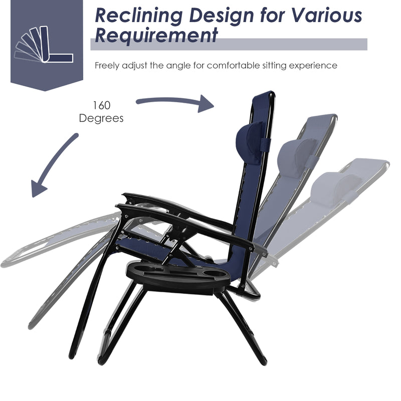Outdoor Folding Zero Gravity Reclining Lounge Chair-Blue