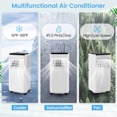 *8000 BTU Portable Air Conditioner with Remote Control Cools up to 250 Sq.Ft - White