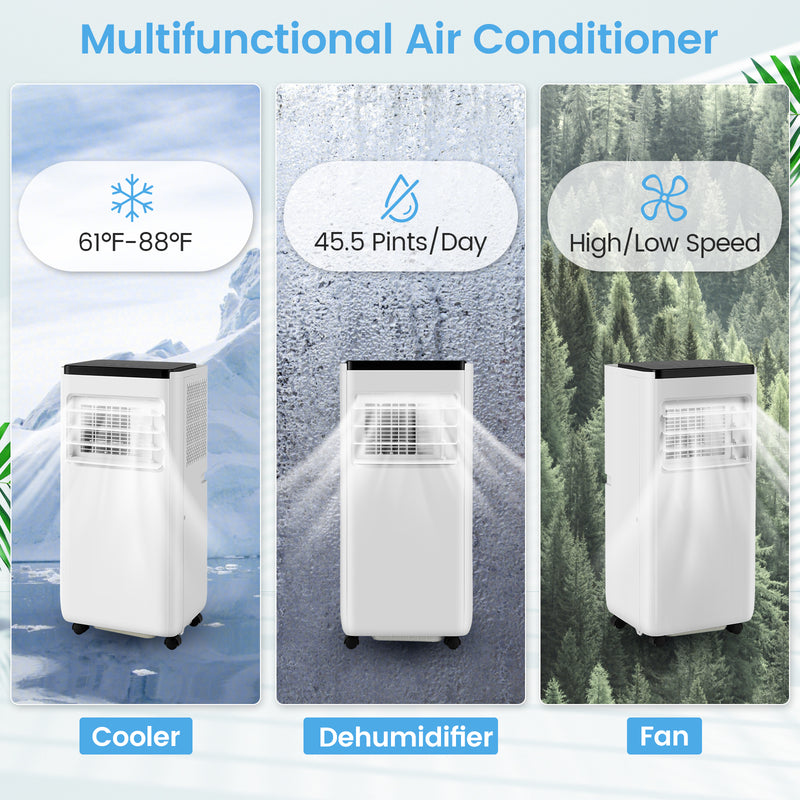 *8000 BTU Portable Air Conditioner with Remote Control Cools up to 250 Sq.Ft - White