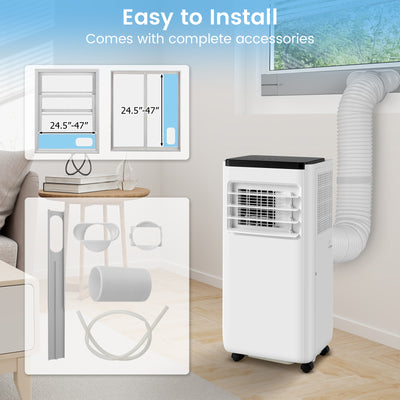*8000 BTU Portable Air Conditioner with Remote Control Cools up to 250 Sq.Ft - White