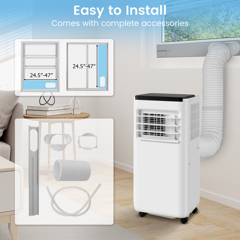 *8000 BTU Portable Air Conditioner with Remote Control Cools up to 250 Sq.Ft - White