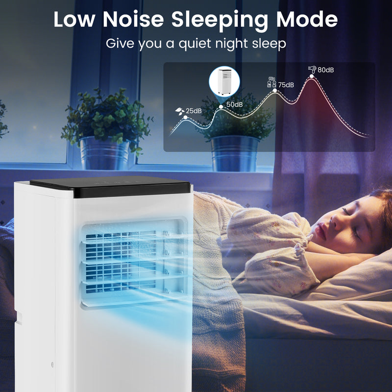 *8000 BTU Portable Air Conditioner with Remote Control Cools up to 250 Sq.Ft - White